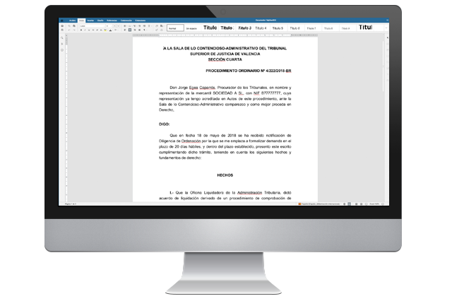 Editor de textos para abogados y procuradores